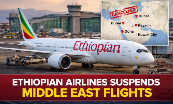Airspace Tensions Ground Flights: Ethiopian Airlines Suspends 10 Middle East Routes