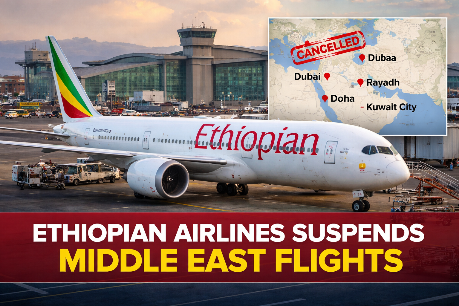 Airspace Tensions Ground Flights: Ethiopian Airlines Suspends 10 Middle East Routes
