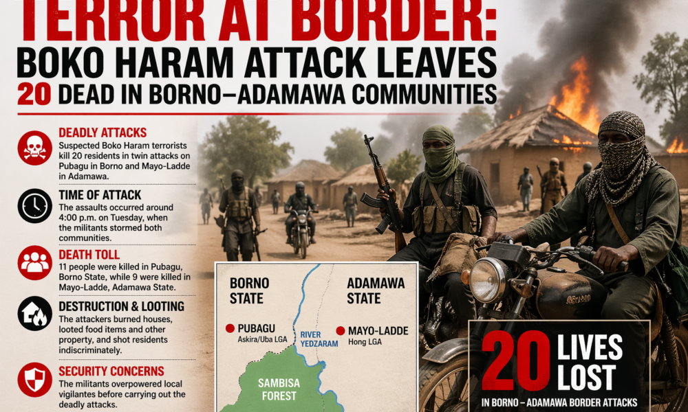 Terror at Border: Boko Haram Attack Leaves 20 Dead in Borno–Adamawa Communities  
