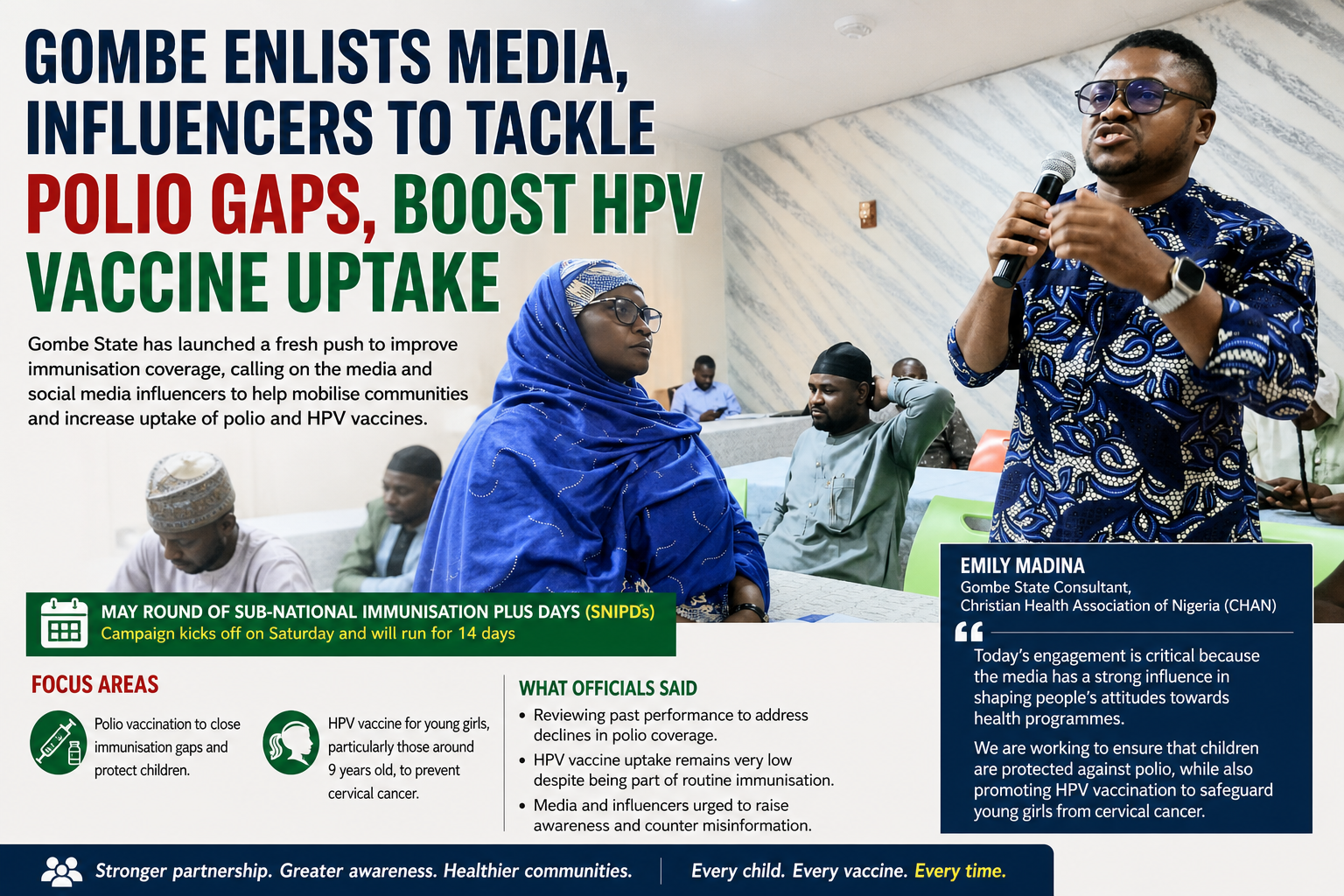 Gombe Enlists Media, Influencers to Tackle Polio Gaps, Boost HPV Vaccine Uptake