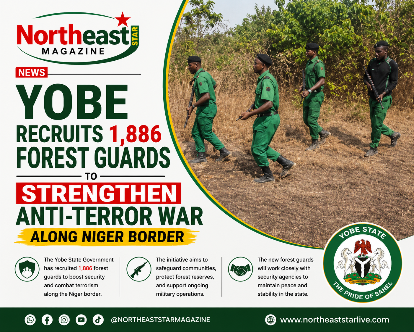 Yobe Recruits 1,886 Forest Guards to Strengthen Anti-Terror War Along Niger Border