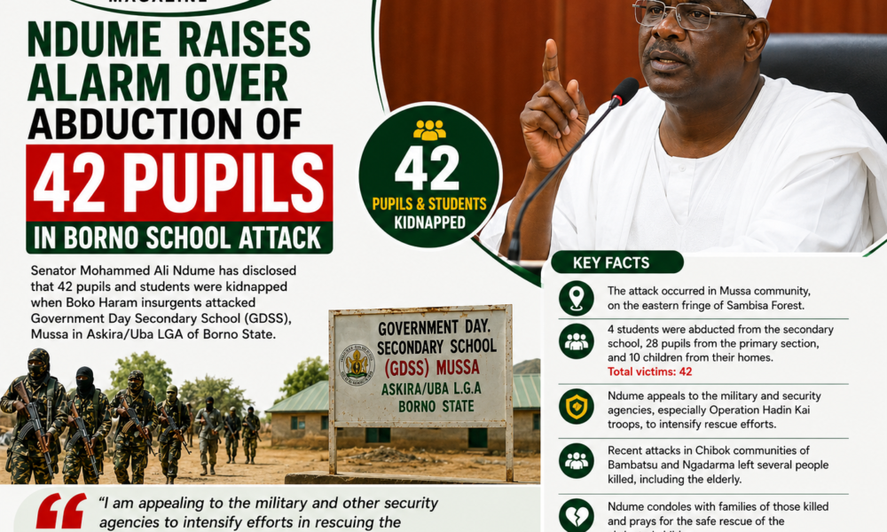 Ndume Raises Alarm Over Abduction of 42 Pupils in Borno School Attack