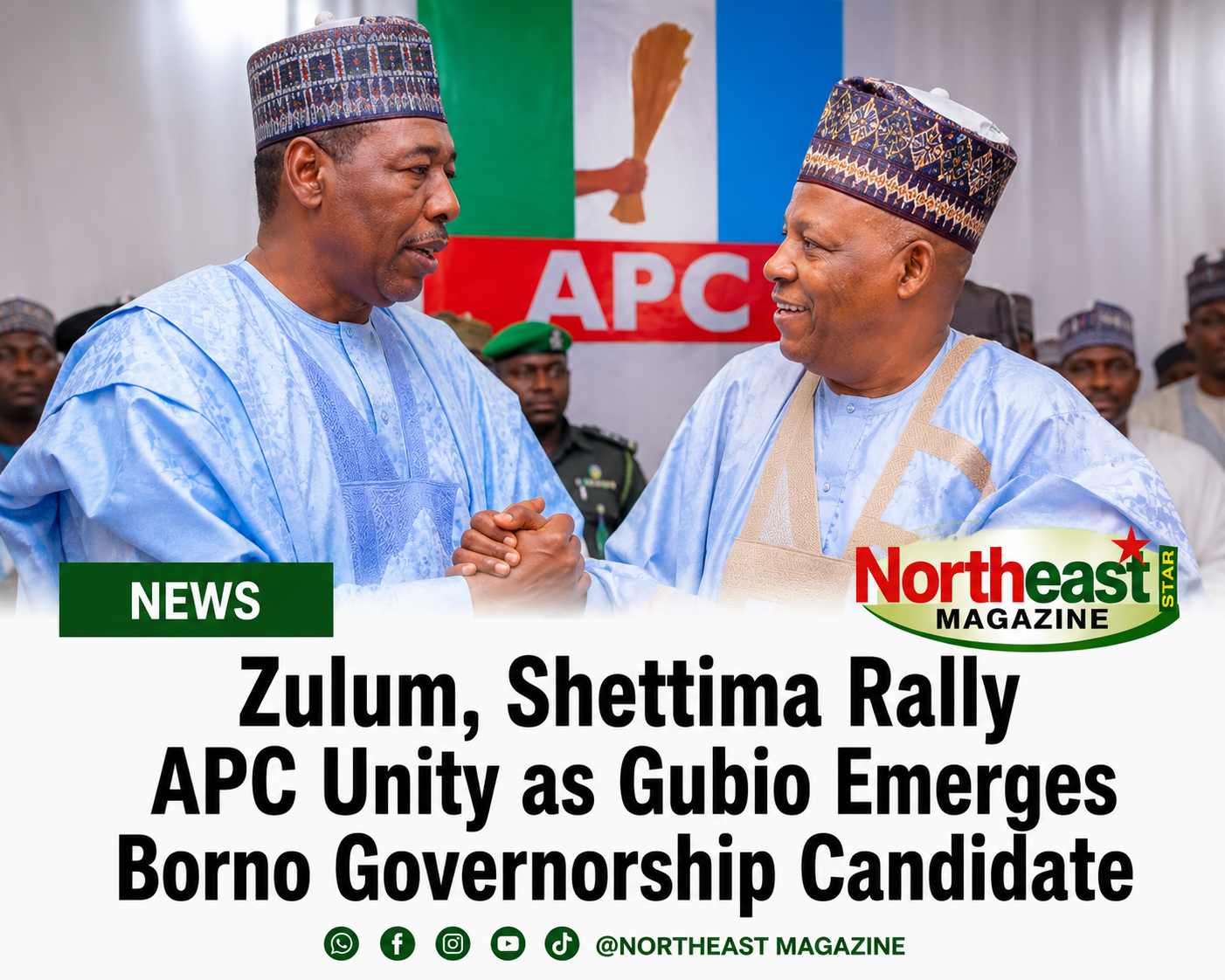 Zulum, Shettima Rally APC Unity as Gubio Emerges Borno Governorship Candidate