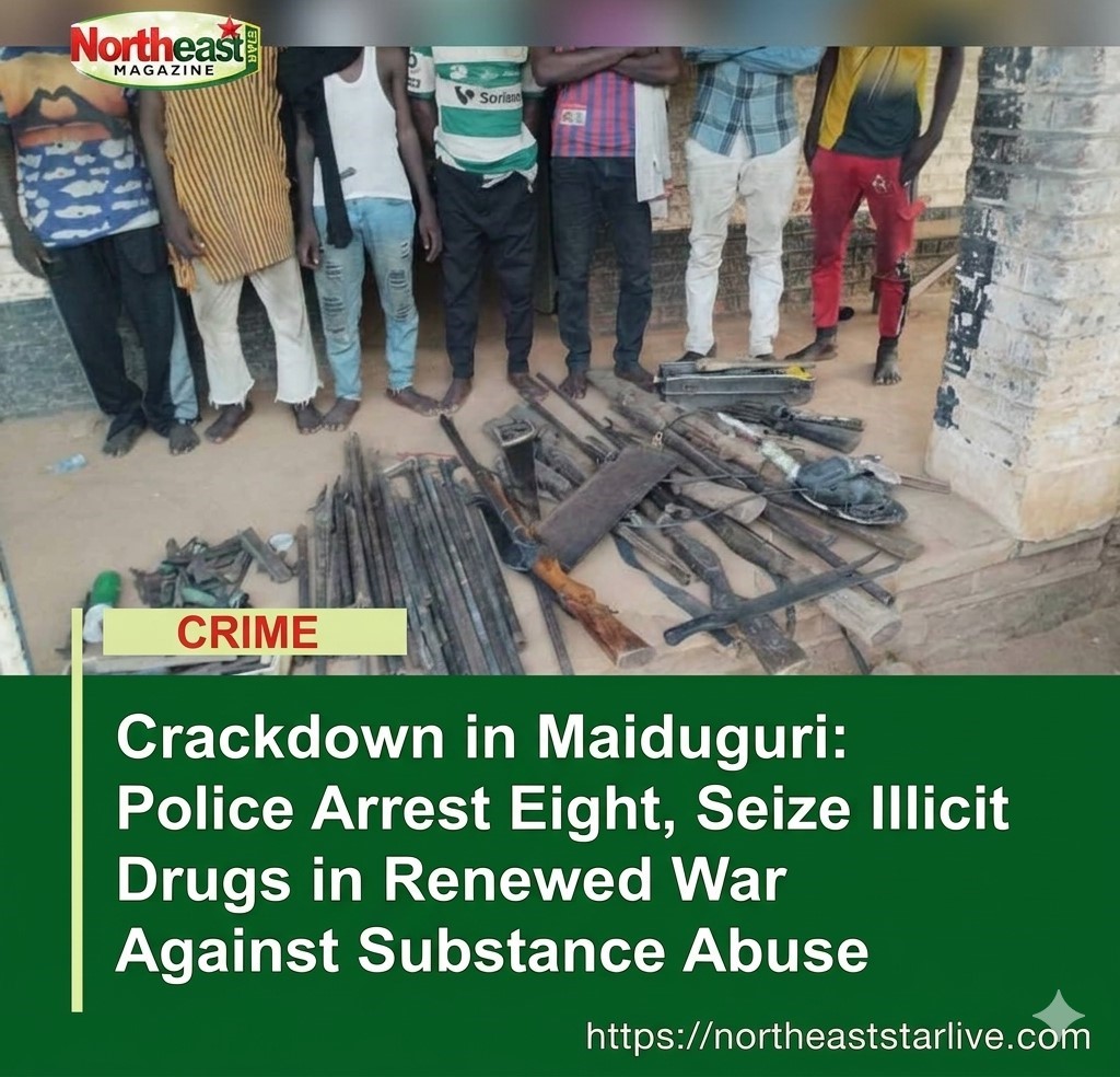 Crackdown in Maiduguri: Police Arrest Eight, Seize Illicit Drugs in Renewed War Against Substance Abuse