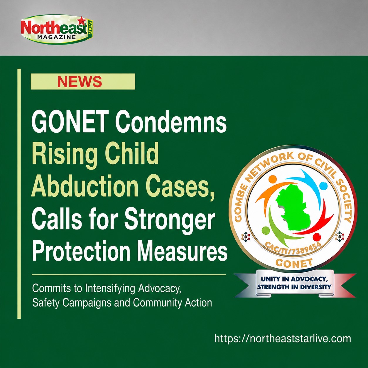 GONET Condemns Rising Child Abduction Cases, Calls for Stronger Protection Measures