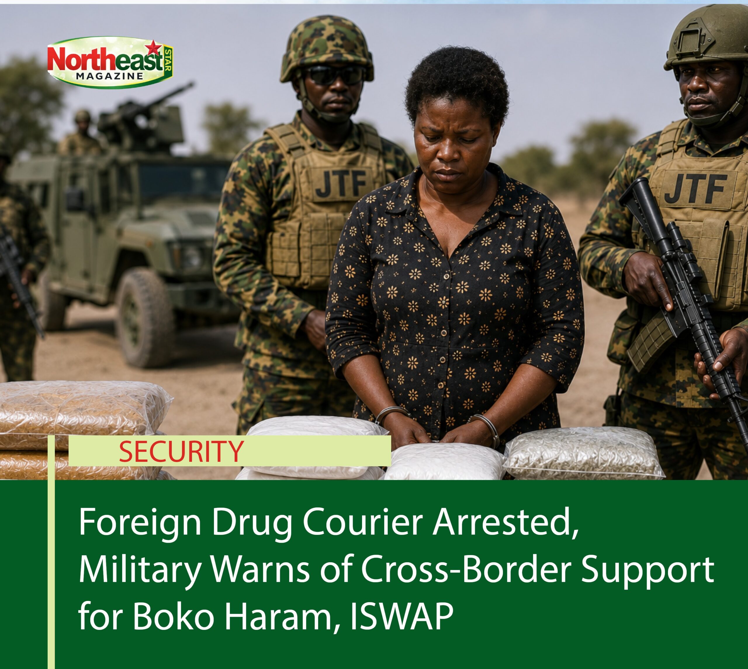 Foreign Drug Courier Arrested, Military Warns of Cross-Border Support for Boko Haram, ISWAP
